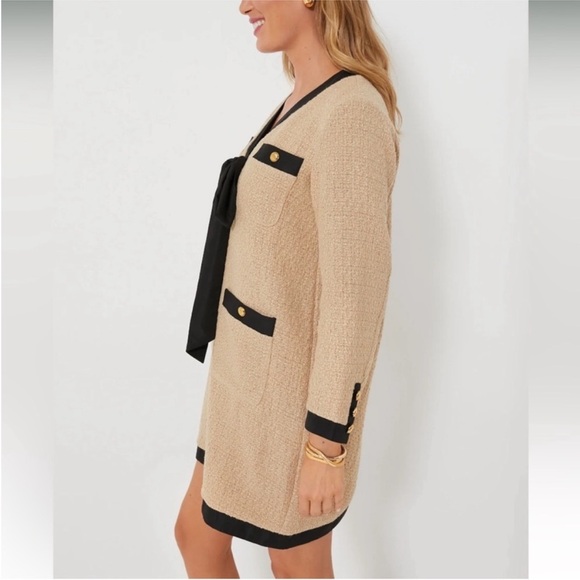 Tan Coco Tweed Bow Dress POMANDER PLACE medium - Picture 4 of 16